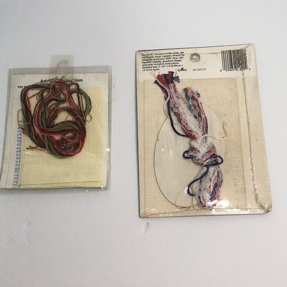 vintage needle art stitch and hang mini santa stocking mini santa lace ornament - Picture 2 of 4